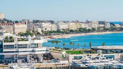 a view of a harbor with boats in the water at Studio à 10 min de la croisette et de la mer et 5 min de la gare in Cannes