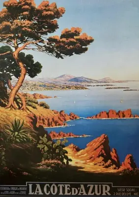 a poster of a painting of a lake and a tree at Splendid 1 bedroom and 1 sofabed renovated 2P3 by RIVAEVENT in Cannes