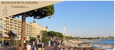 a group of people walking on a sidewalk near the water at 1 Chambre Modern L- Calme - Hypercentre à 2 minutes du Palais in Cannes