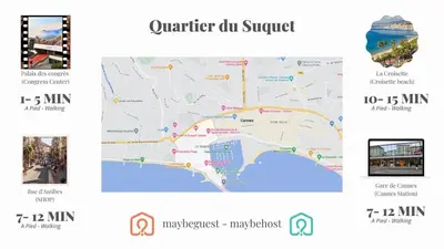 a map of the center chi survey and a map of the city at C067-Beau Studio a 100 m des plages et proche Palais in Cannes