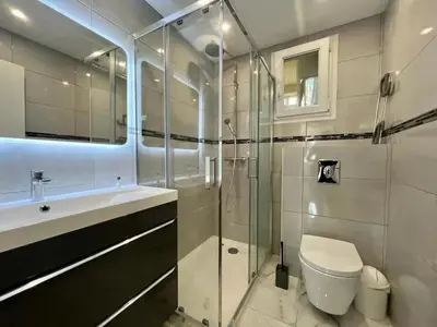 a bathroom with a toilet and a sink and a shower at Superbe appartement à Cannes / 3 chambres in Cannes