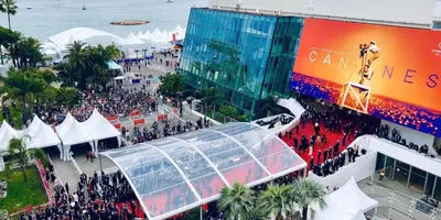 an overhead view of a crowd of people at an event at Sunshine in Cannes in Cannes
