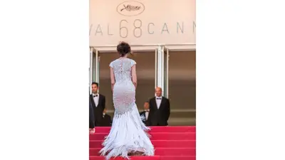 a model walks down the red carpet at the elie saab couture fall at Residence Aout 12 in Cannes