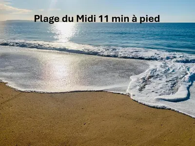 a picture of the beach with the words place du might at DUPLEX 3 Chambres TERRASSE et 1 DEPENDANCE A4B026 in Cannes