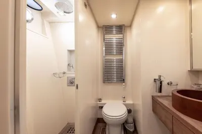 a bedroom with a large bed on a boat at Yacht Mangusta in Cannes