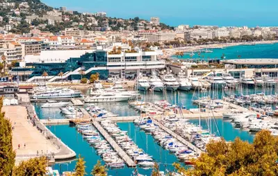 a group of boats docked in a harbor at SUQUET - BEACH 100m & PALAIS DES FESTIVALS 600m in Cannes