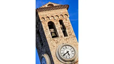 a tall tower with a clock on it at Maillot in Cannes