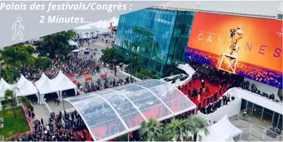 a group of people walking down a city street at Studio O - ascenseur - 2 min du Palais - Climatisé in Cannes